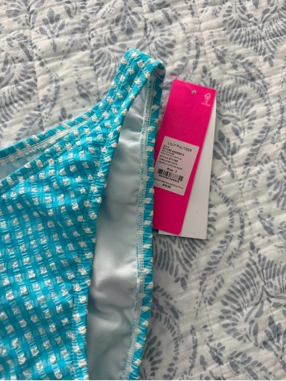 Lilly Pulitzer Turquoise Check Bikini Bottom